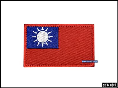 中華民國 台灣國旗刺繡臂章、識別章 【藍紅色】